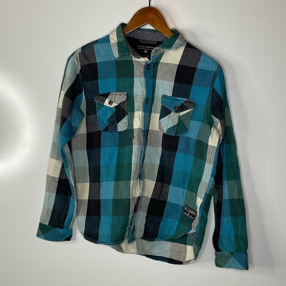Billabong Boys Plaid Flannel Shirt Size Large‎